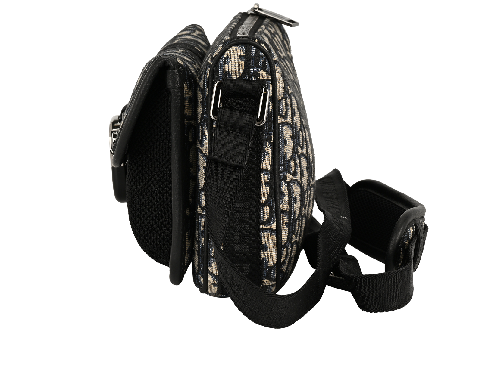 Oblique Mini Saddle Messenger Bag, &pound;1,150, Handbags, Blue, Canvas, Bottom view